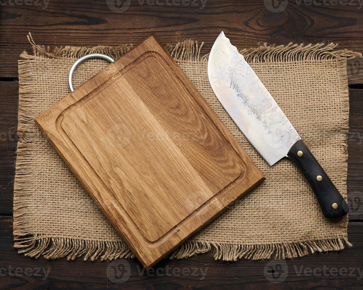 Empty wooden cutting board photo