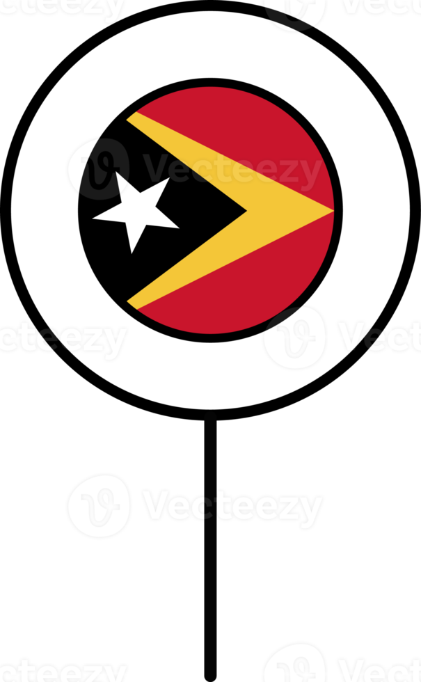 Timor Leste flag circle pin icon. png