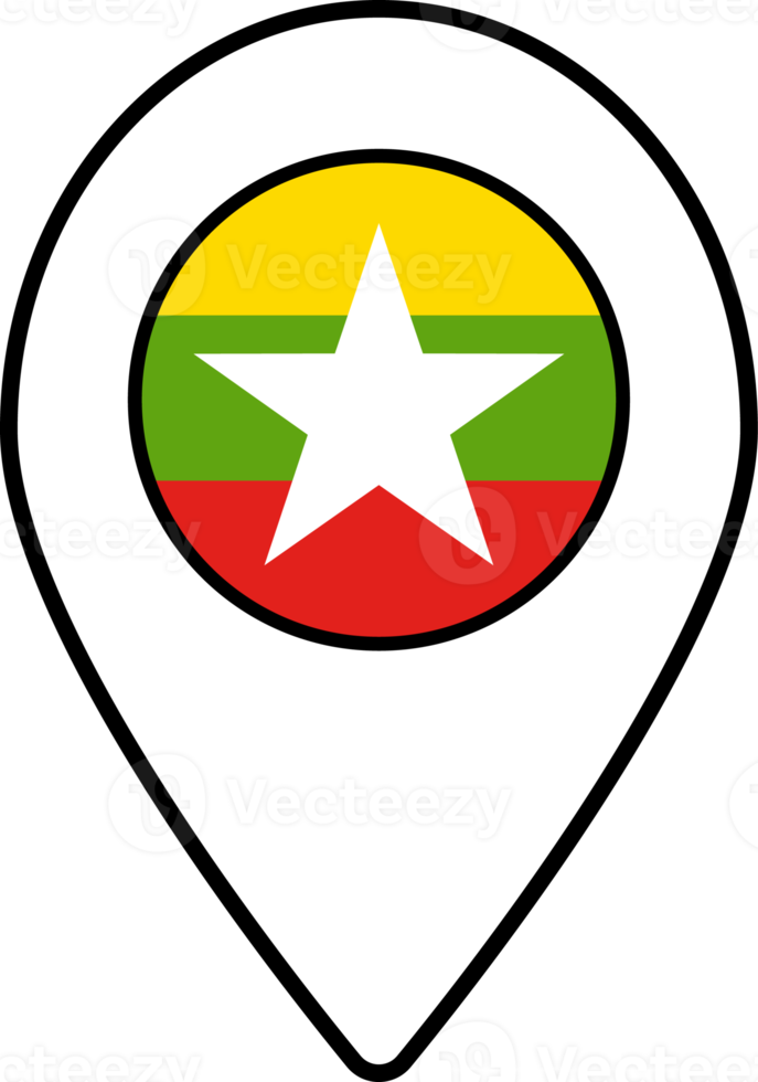 Myanmar flag map pin navigation icon. png