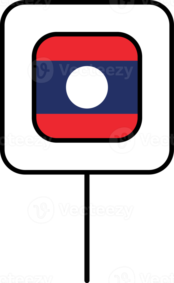 Laos flag square pin icon. png