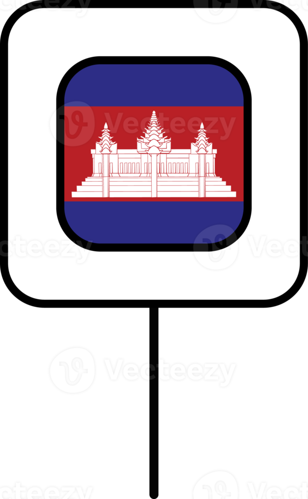 Cambodia flag square pin icon. png