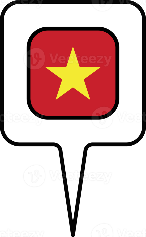 Vietnam flag Map pointer icon, square design. png