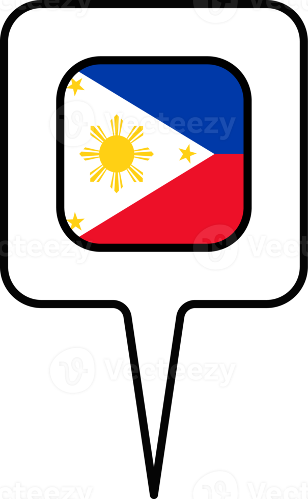 Philippinen Flagge Karte Zeiger Symbol, Platz Design. png