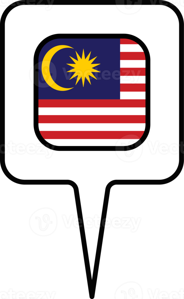 Malaysia flag Map pointer icon, square design. png