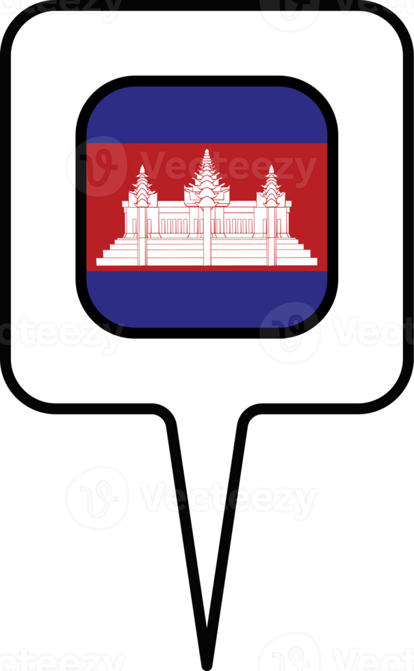 Cambodja vlag kaart wijzer icoon, plein ontwerp. png