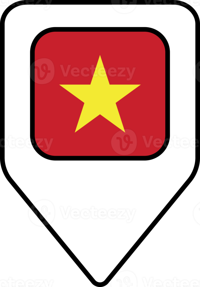 Vietnam flag map pin navigation icon, square design. png