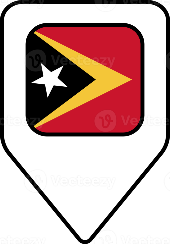 Timor Leste flag map pin navigation icon, square design. png