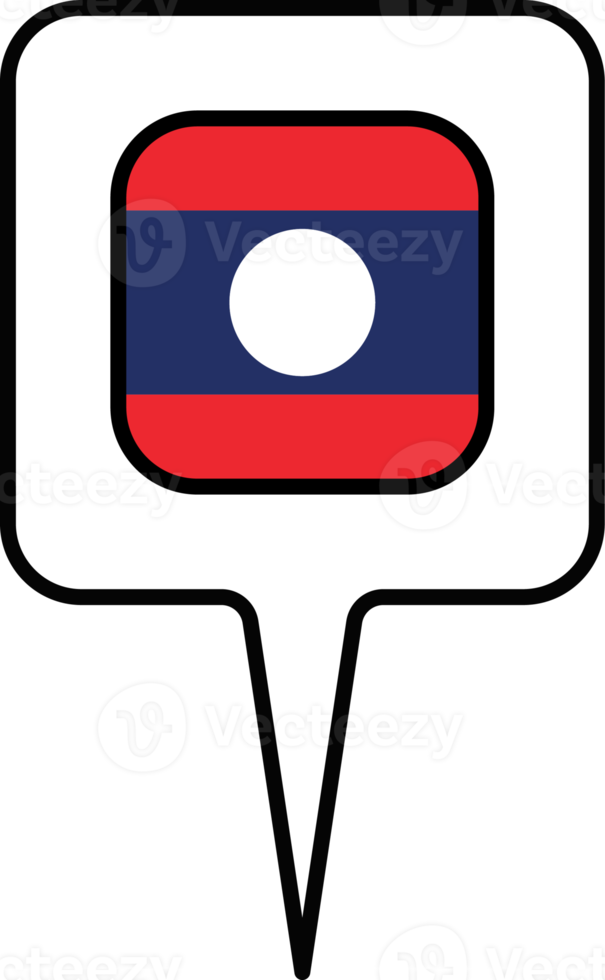 Laos flag Map pointer icon, square design. png