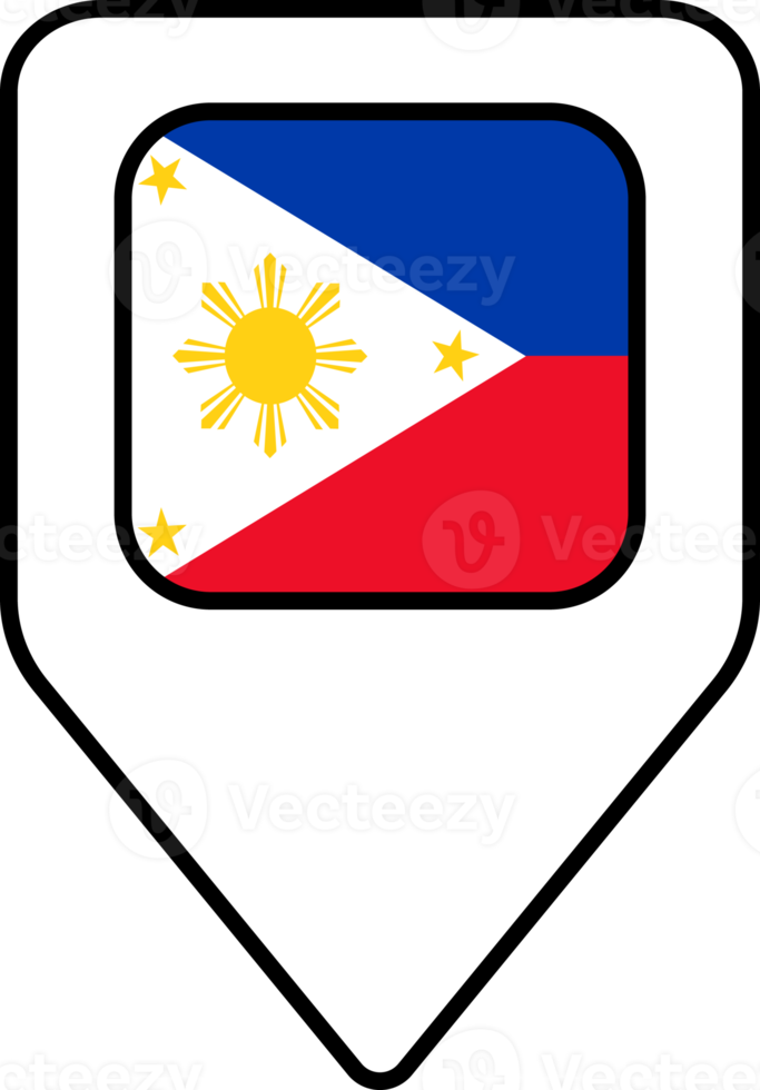 Philippinen Flagge Karte Stift Navigation Symbol, Platz Design. png