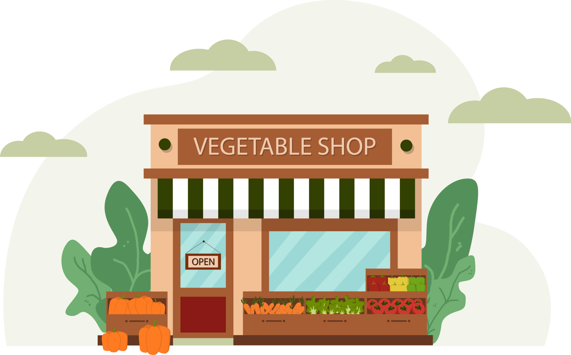 Vegetable shop, Illustration of Vegetable shop. 21167646 PNG