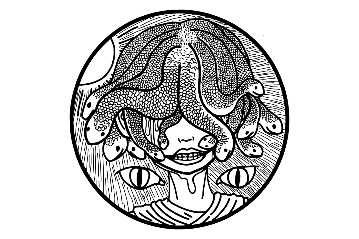 The Snake-Haired Medusa Girl Crying blood png