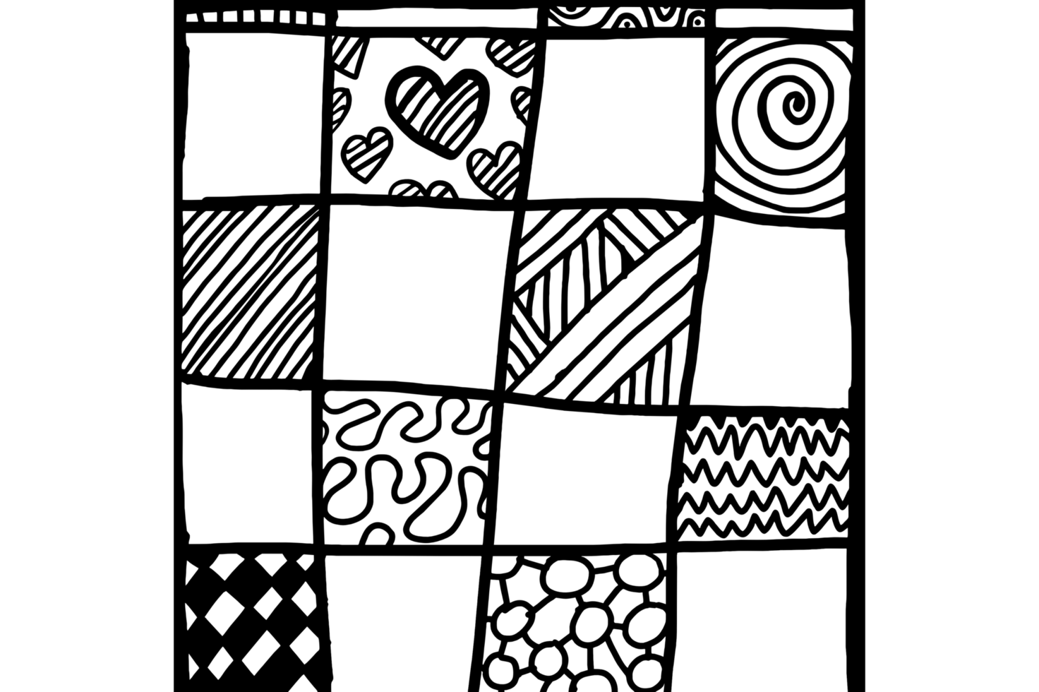 Squares pattern with simple kinds of patterns ornament png