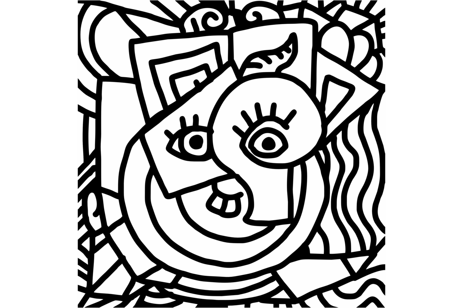 Aesthetic abstract decorative etnic face portrait png