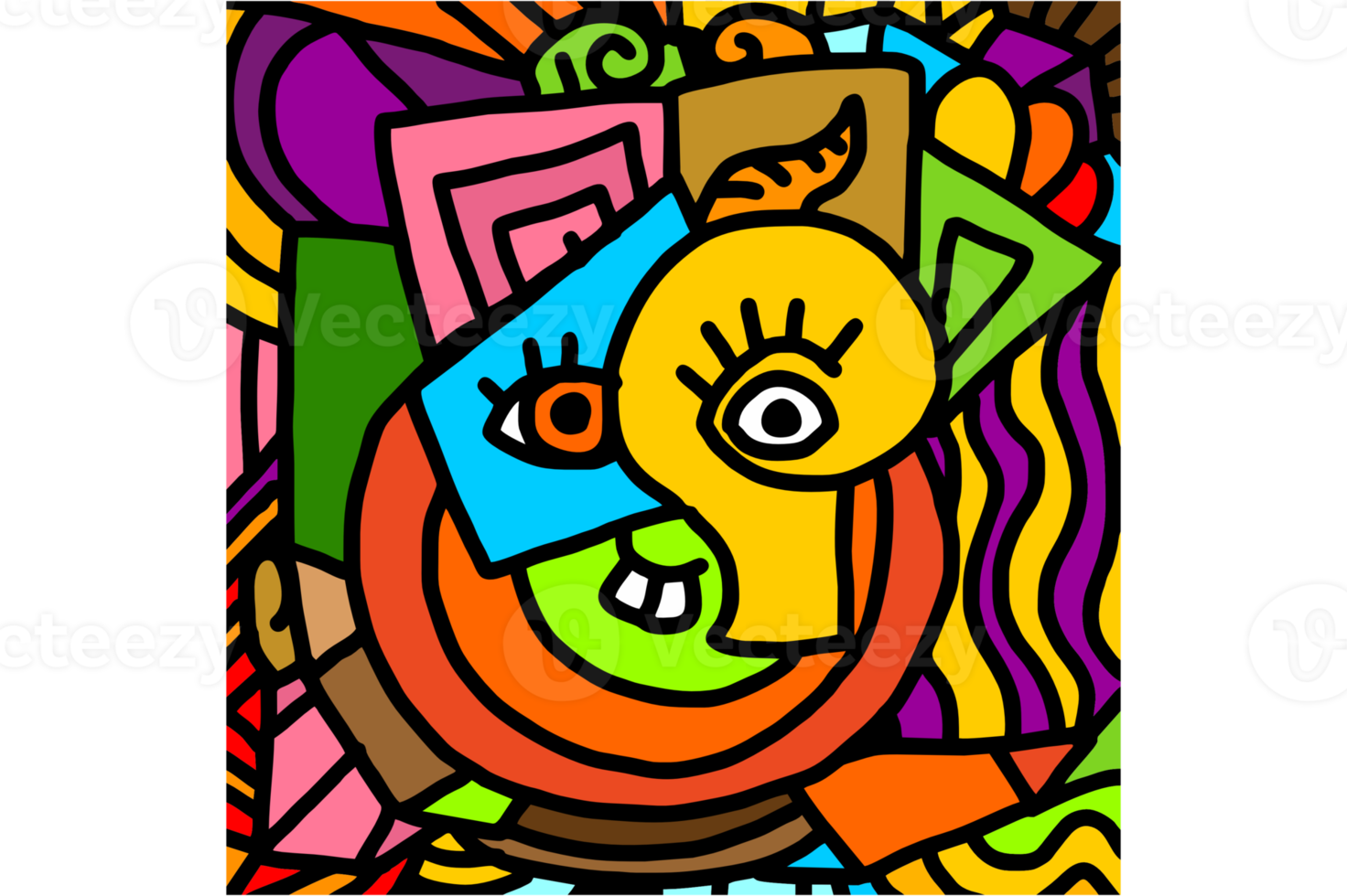 Colorful Aesthetic abstract decorative etnic face portrait png