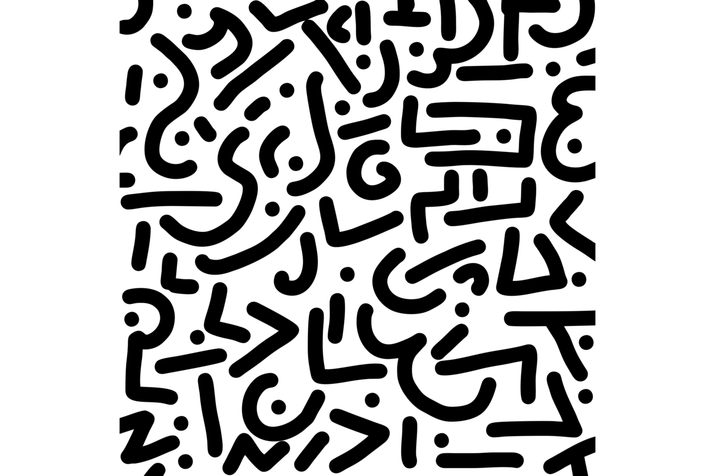 Hand draw black geometric memphis pattern 80's-90's styles on White background png