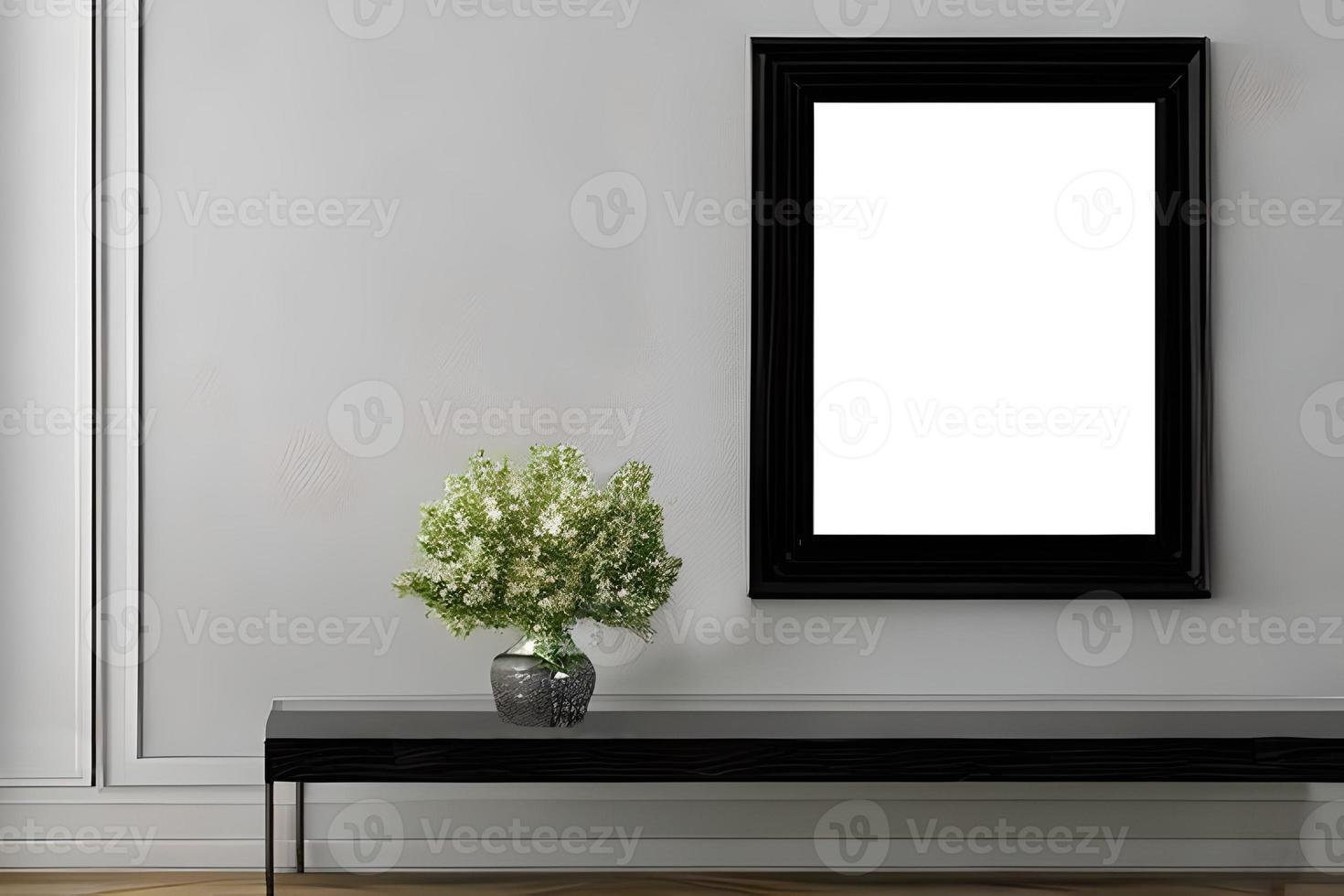 un Bosquejo sencillo foto marco a el pared y un mesa.