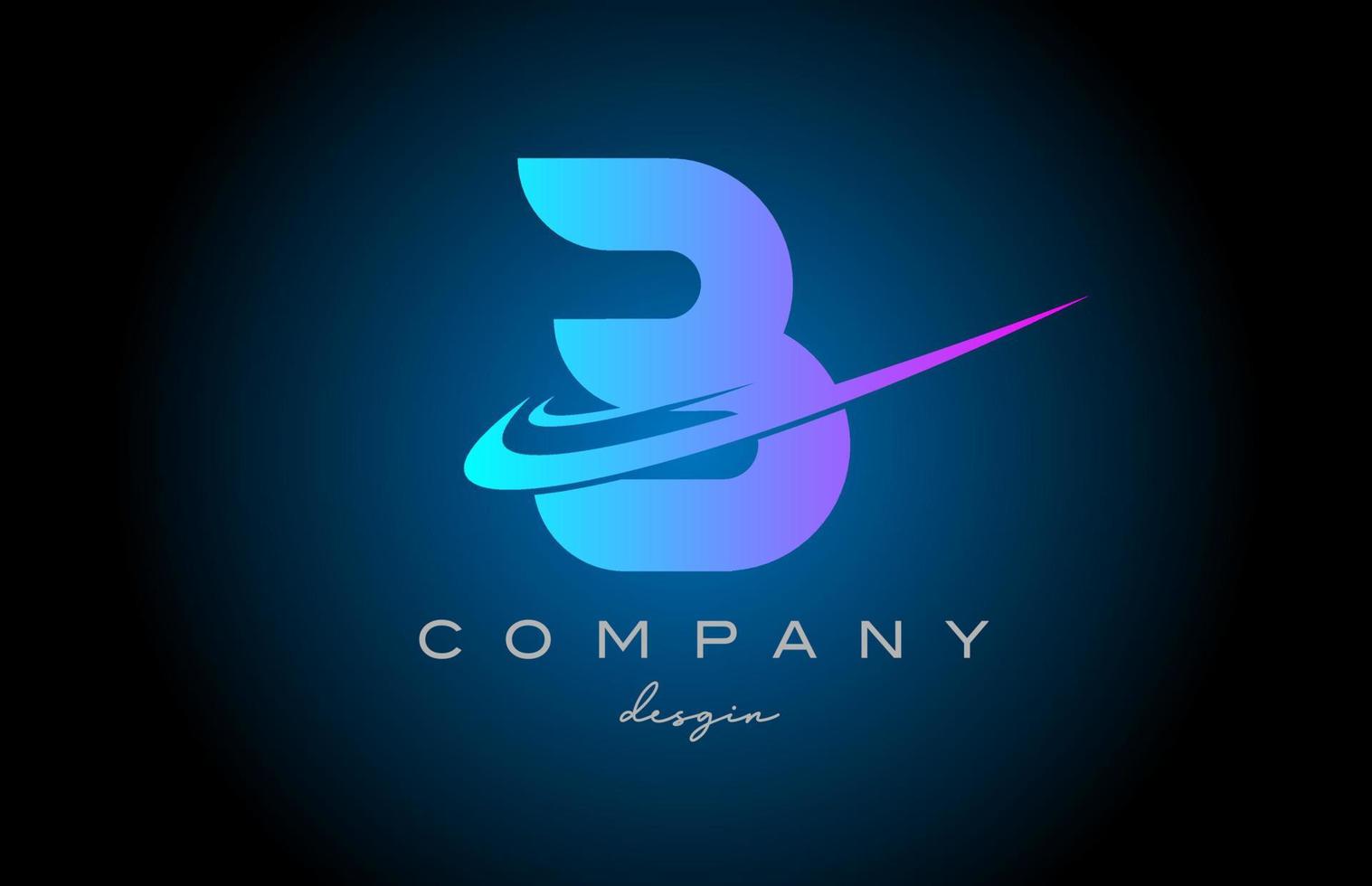 B pink blue alphabet letter logo with double swoosh. Corporate creative template design for company and business vector