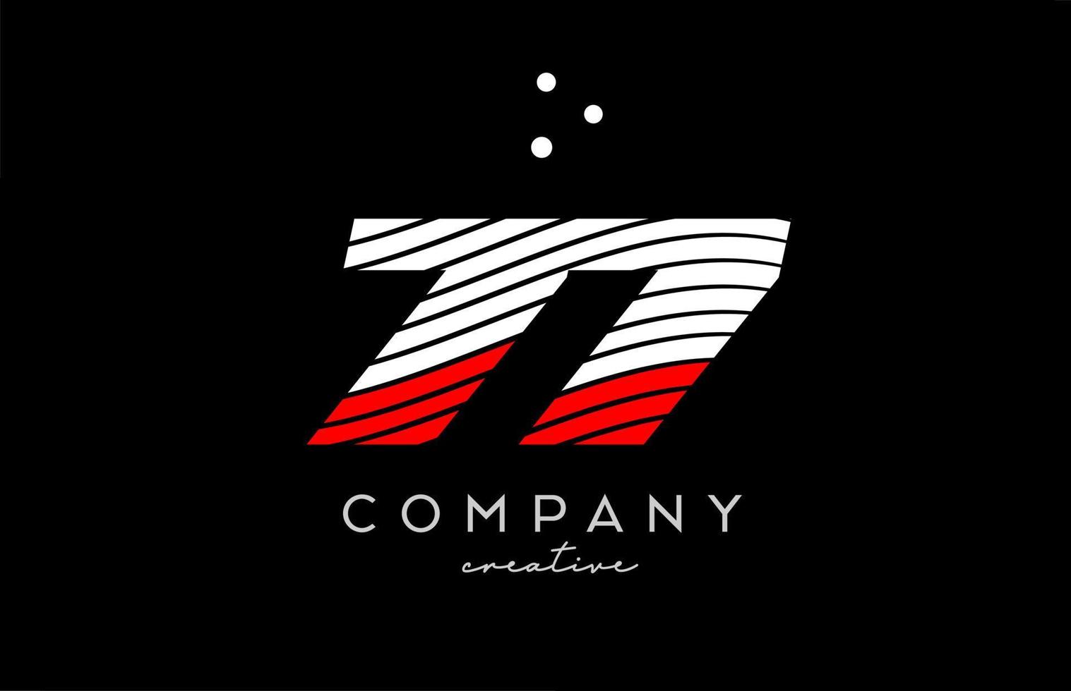 77 number logo with red white lines and dots. Corporate creative template design for business and company vector