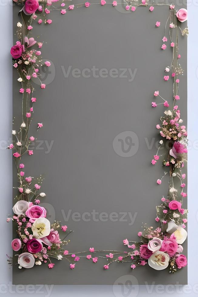 Colorful simple floral decoration, tiny flower illustration, background template, creative arrangement of nature and flowers. Good for banner, wedding card invitation draft, design element, and other. photo