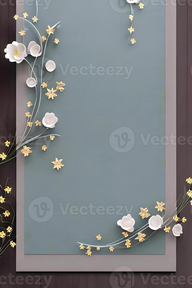 Colorful simple floral decoration, tiny flower illustration, background template, creative arrangement of nature and flowers. Good for banner, wedding card invitation draft, design element, and other. photo