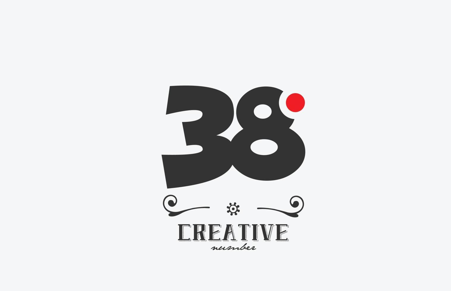 grey 38 number logo icon design with red dot. Creative template for company and business vector