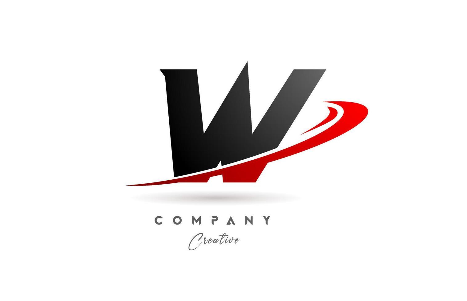 black grey W alphabet letter logo icon design with red swoosh. Creative template for company and business vector