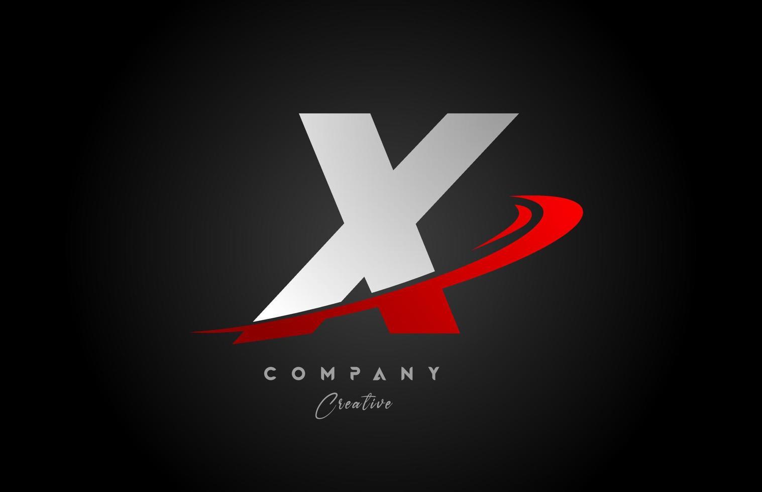 red swoosh X alphabet letter logo icon design with black grey color. Creative template for business and company vector