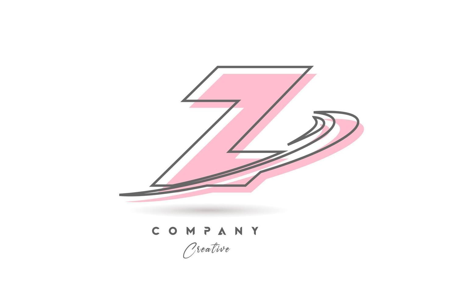 z rosado gris línea alfabeto letra logo icono diseño con silbido. creativo modelo para negocio y empresa vector