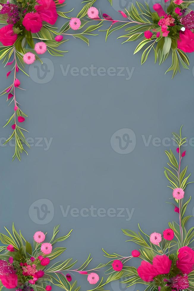 Colorful simple floral decoration, tiny flower illustration, background template, creative arrangement of nature and flowers. Good for banner, wedding card invitation draft, design element, and other. photo