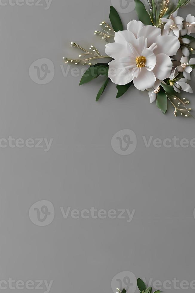 Colorful simple floral decoration, tiny flower illustration, background template, creative arrangement of nature and flowers. Good for banner, wedding card invitation draft, design element, and other. photo