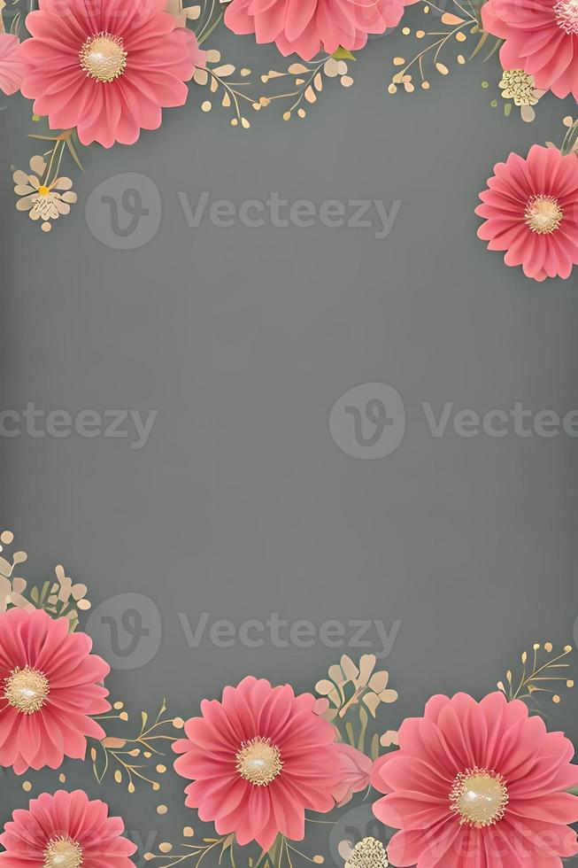 Colorful simple floral decoration, tiny flower illustration, background template, creative arrangement of nature and flowers. Good for banner, wedding card invitation draft, design element, and other. photo