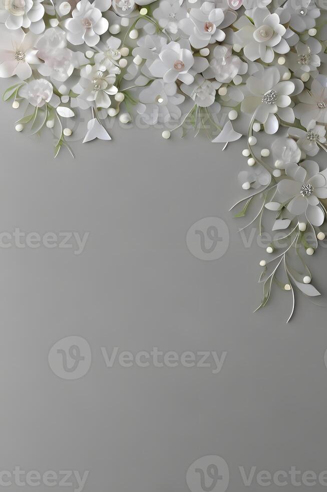 Colorful simple floral decoration, tiny flower illustration, background template, creative arrangement of nature and flowers. Good for banner, wedding card invitation draft, design element, and other. photo