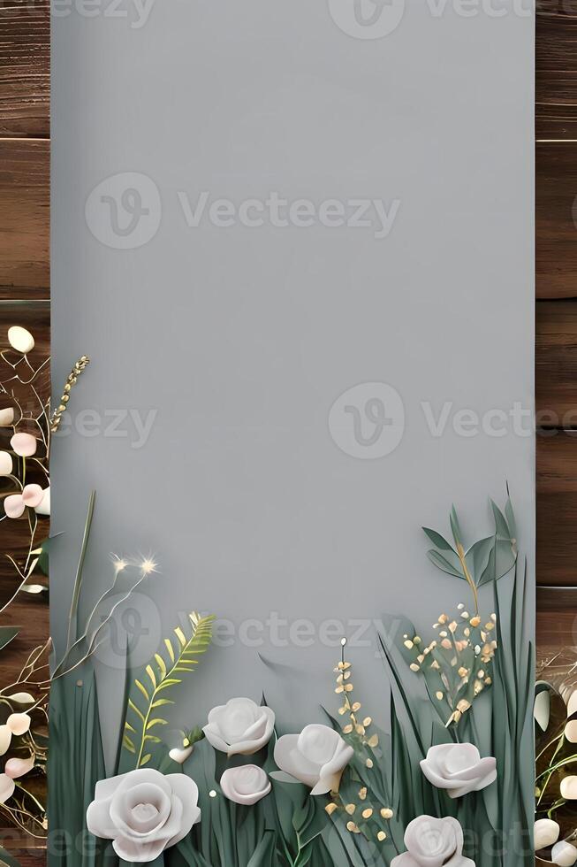 Colorful simple floral decoration, tiny flower illustration, background template, creative arrangement of nature and flowers. Good for banner, wedding card invitation draft, design element, and other. photo