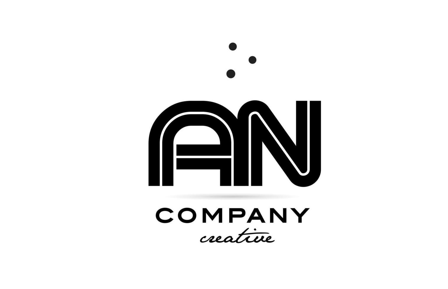 AN black and white combination alphabet bold letter logo with dots. Joined creative template design for company and business vector