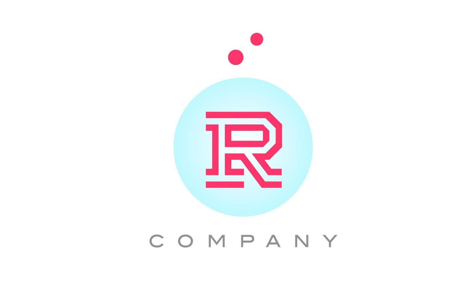 blue pink R alphabet letter logo icon design with dots. Creative template for business and company vector