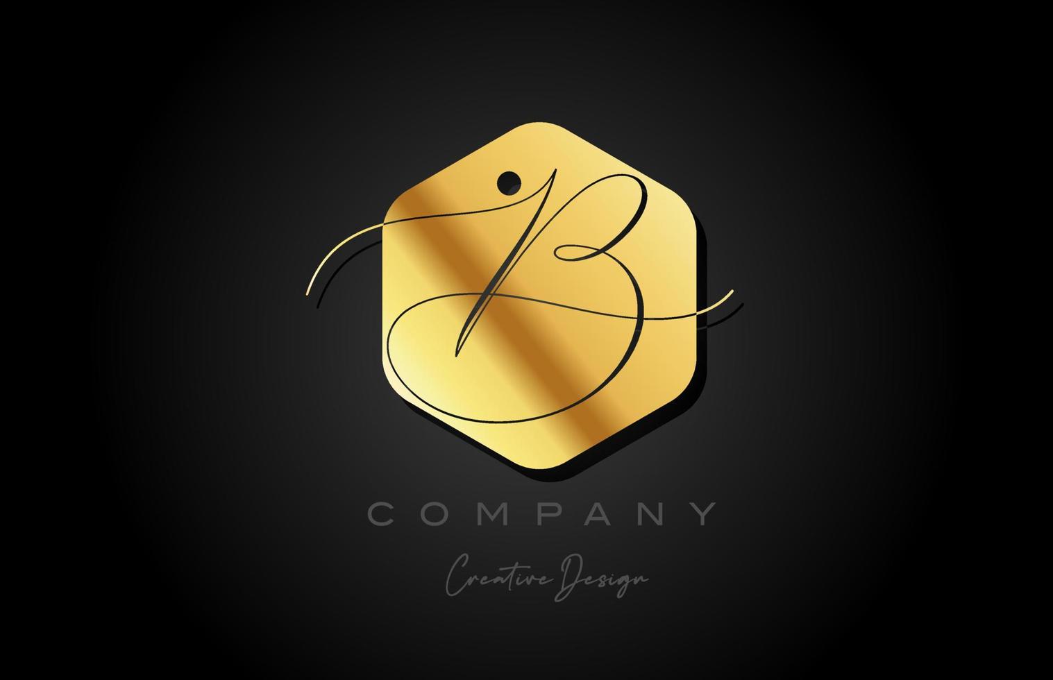 gold golden B alphabet letter logo icon design with dot and elegant style. Creative polygon template for business and company vector
