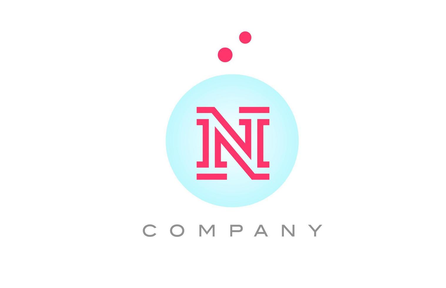 blue pink N alphabet letter logo icon design with dots. Creative template for business and company vector