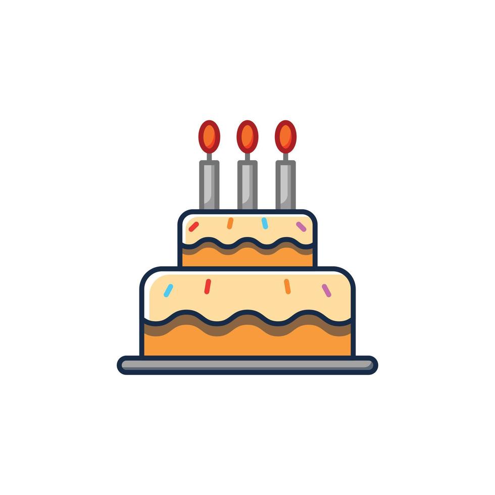 Birthday cake with candles cartoon vector isolated illustration