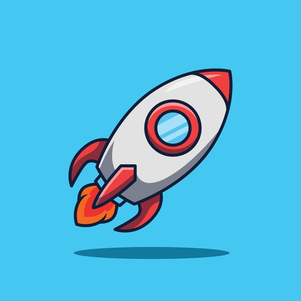 Vector cartoon illustration rocket icon