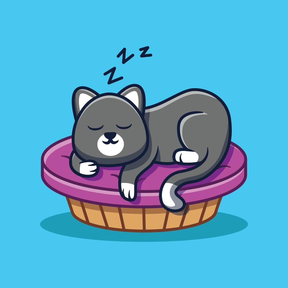 linda gato dormido en almohada vector dibujos animados ilustración. plano dibujos animados