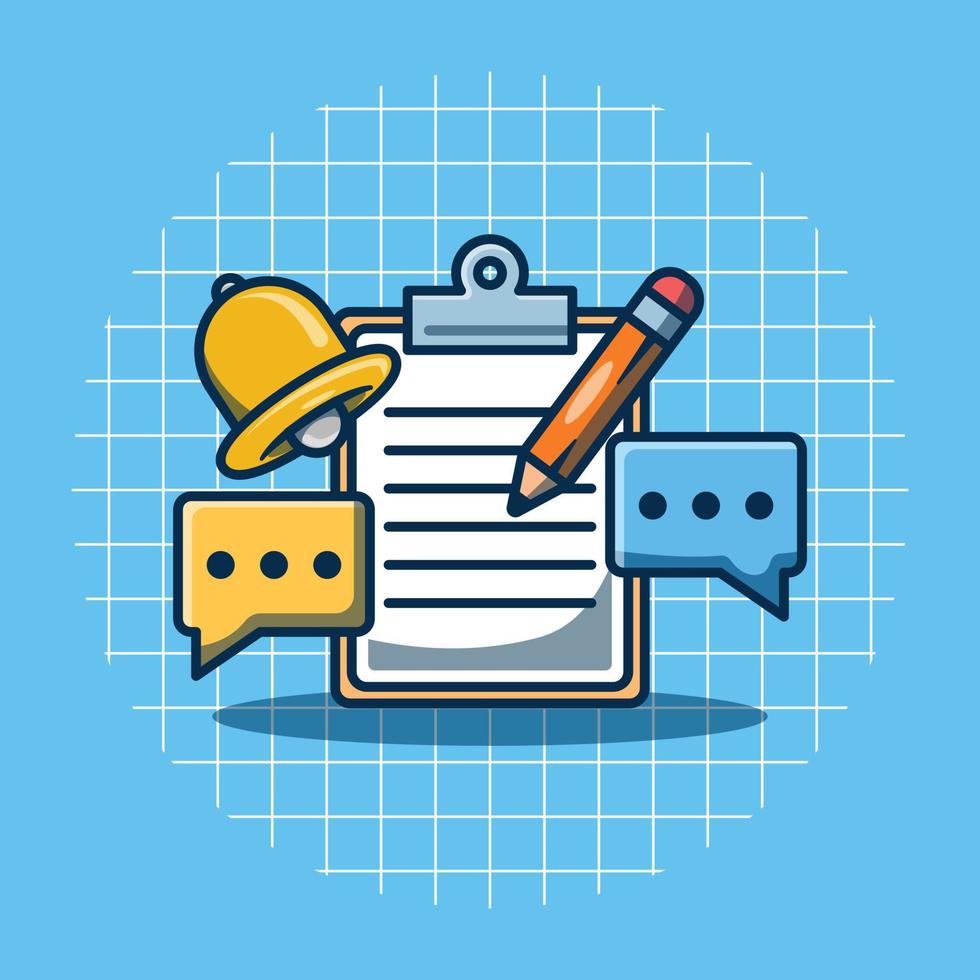 Vector illustration of instant message with bell and document