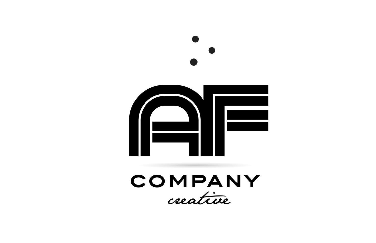 AF black and white combination alphabet bold letter logo with dots. Joined creative template design for company and business vector