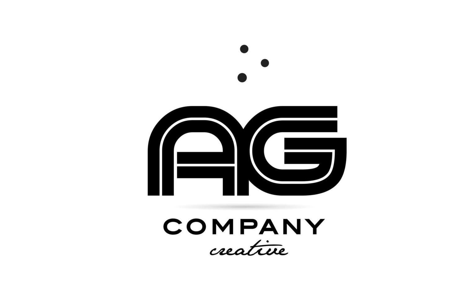 AG black and white combination alphabet bold letter logo with dots. Joined creative template design for company and business vector