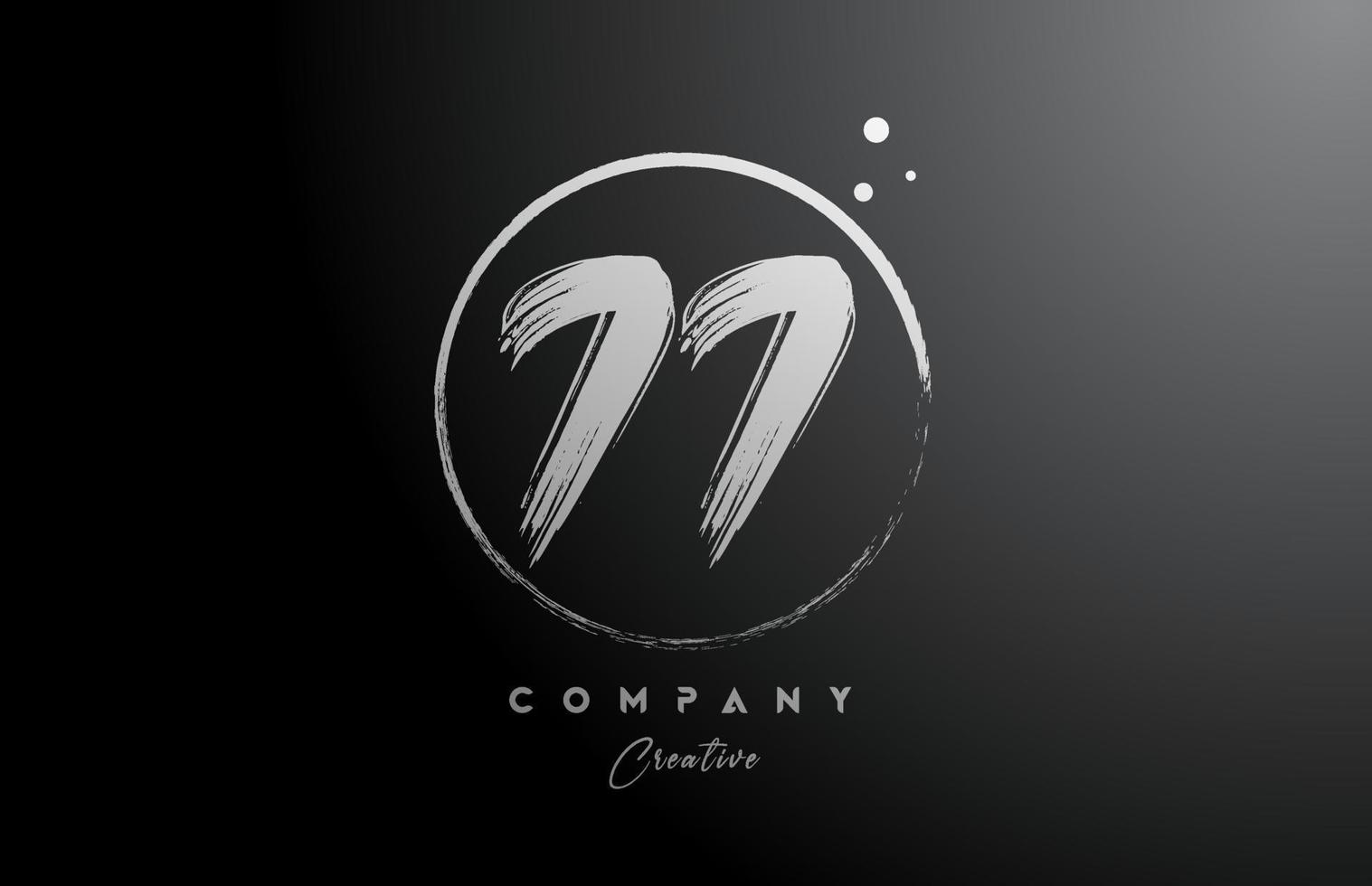 black white 77 number letter logo icon design with dots and circle. Creative gradient template for company and business vector