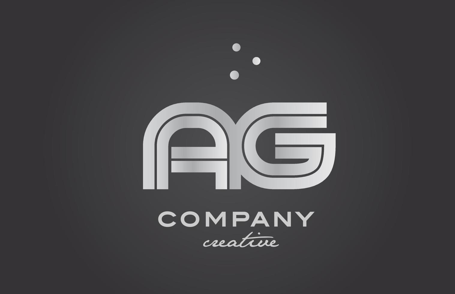 black and grey AG combination alphabet bold letter logo with dots. Joined creative template design for business vector