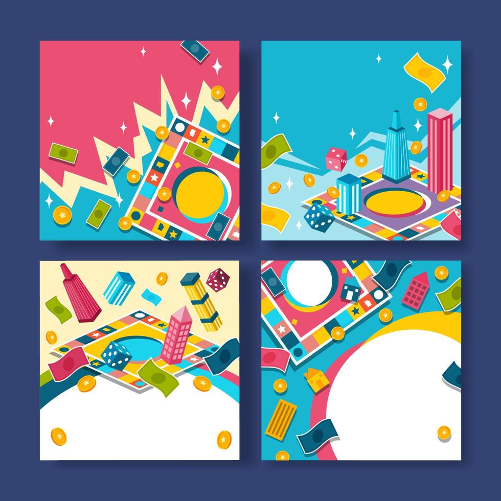 Board Game Social Media Set vector