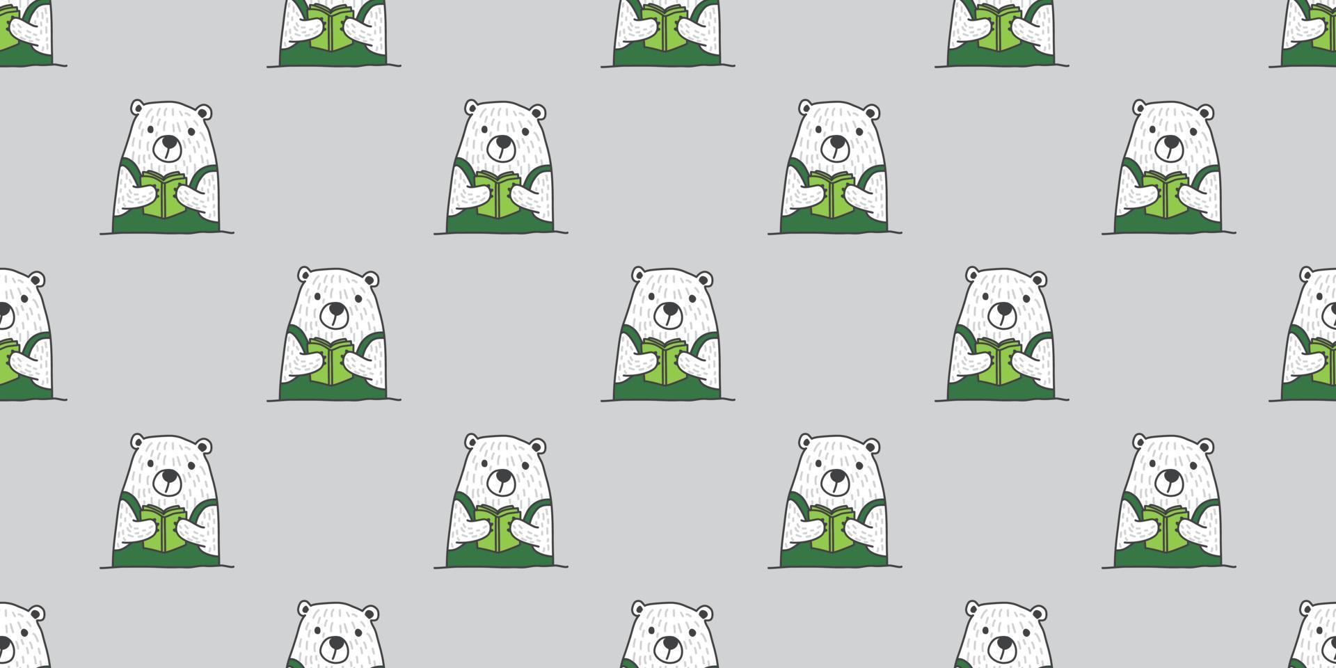 oso sin costura modelo vector polar oso leyendo libro aislado antecedentes fondo de pantalla verde