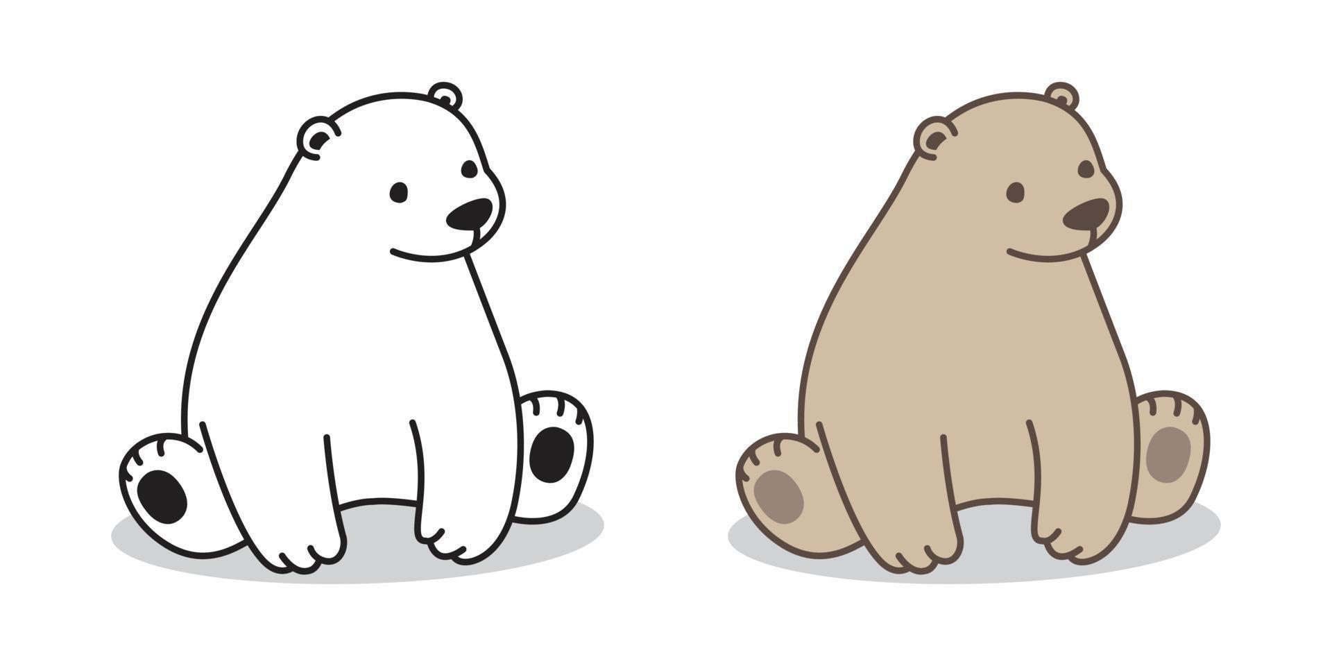 oso vector polar oso icono logo sentado personaje dibujos animados ilustración
