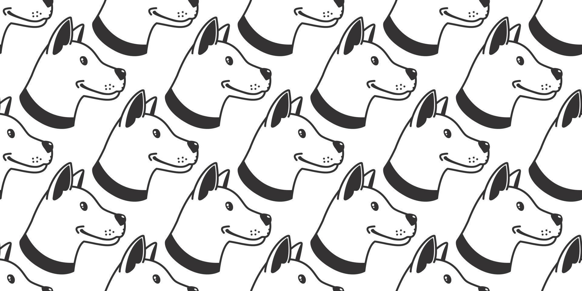 Dog Seamless Pattern vector bulldog hound Head smile wallpaper tile background isolated