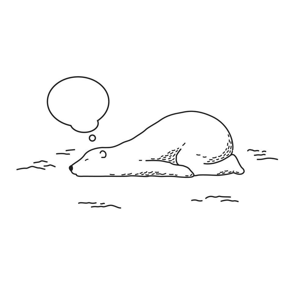 oso vector polar oso icono dormir logo habla burbuja ilustración personaje dibujos animados garabatear